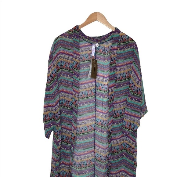 Alya Womens Size S Swimsuit‎ Cover Up Open Front Chevron Print Sheer Hi Lo NWT - Picture 1 of 8